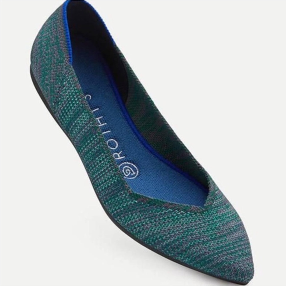 Rothy’s the point flats green/ blue 7.5